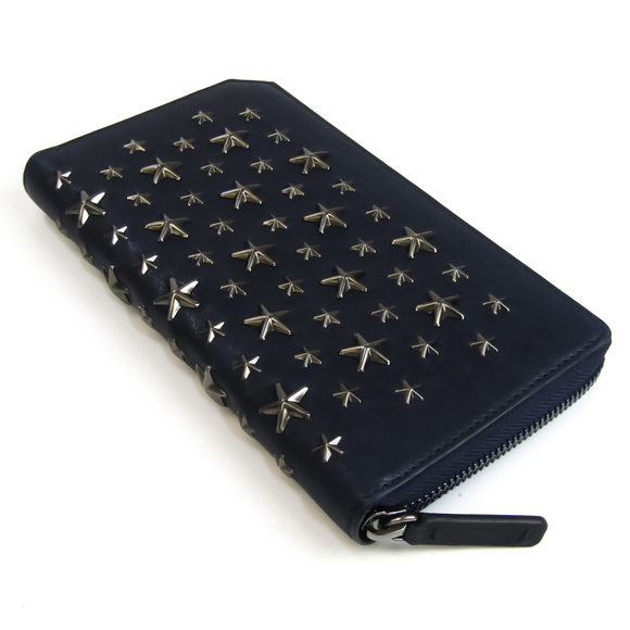 JIMMY CHOO CARNABY BLS J000049385001 Unisex Leather Studded Long Wallet [bi-fold - Picture 2 of 10